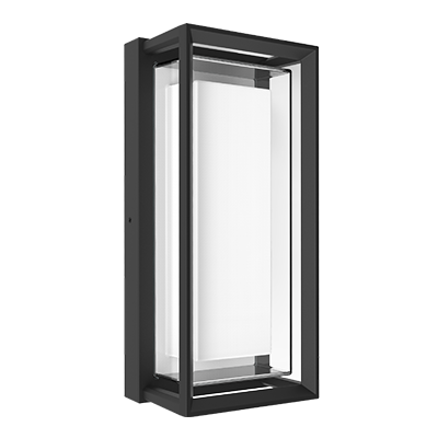 Lighting Spot 26 LS-WL14-M22W-5CCT 14" Double Shades Modern LED Wall Light - Color Temperature: 5CCT - Wattage: 22W - Color: Black