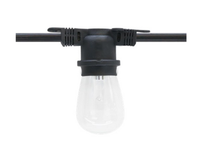 American Lighting LS2-M-24-48-BK 48' E26 Commercial Grade String Light - Non-Suspended Sockets - Interconnectable