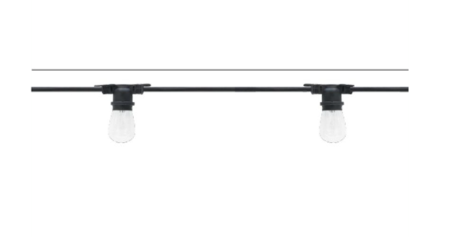 American Lighting LS2-M-24-48-BK 48' E26 Commercial Grade String Light - Non-Suspended Sockets - Interconnectable