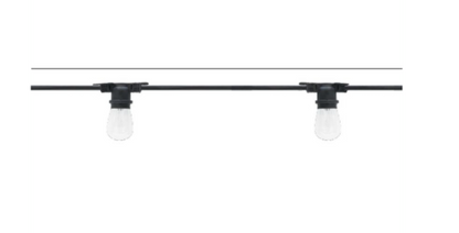 American Lighting LS2-M-24-48-BK 48' E26 Commercial Grade String Light - Non-Suspended Sockets - Interconnectable