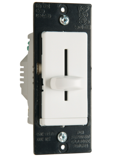 Wattstopper LSCL450W LS Series CFL/LED/Incandescent Single Pole Slide Dimmer, Non-Preset, White Finish