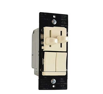 Wattstopper LSCLDC163PLA 150W CFL/LED and 300W Incandescent Single Pole/3-Way, Preset Dimmer with 1.6A 3-Speed De-hummer Fan Control, Light Almond Finish