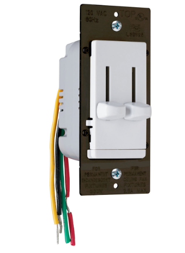 Wattstopper LSDC16WV LS Series Fan Speed Control/Dimmer, White Finish