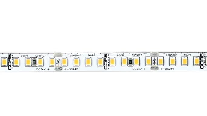 Core Lighting LSMW50HF-27K-PF-24V 5W High-Output Outdoor Flexible LED Strip - 24V - 27K - Per Foot