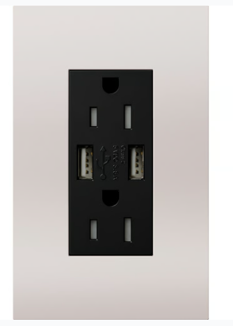 Lutron LTR-F15-ACTR-BC New Architectural Series 15-Amp Tamper Resistant Electrical Receptacle, Type-A/Type-C USB, Bright Chrome Finish