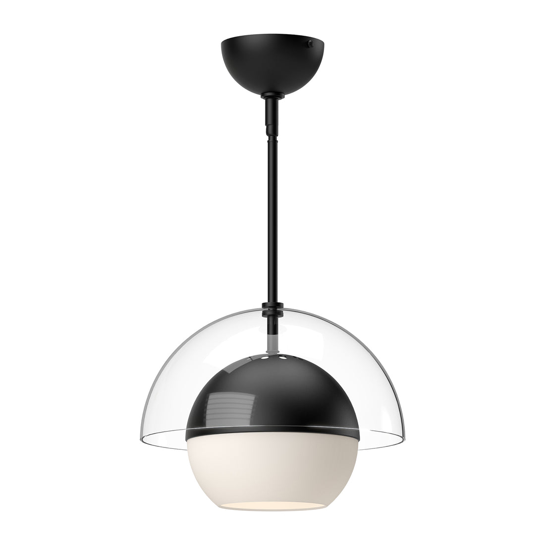 Alora Mood PD568212MBOP Lucy 12" Pendant, Matte Black/Opal Matte Glass, E26 Socket, 60W Max, Adjustable Rod Length, Dry Location