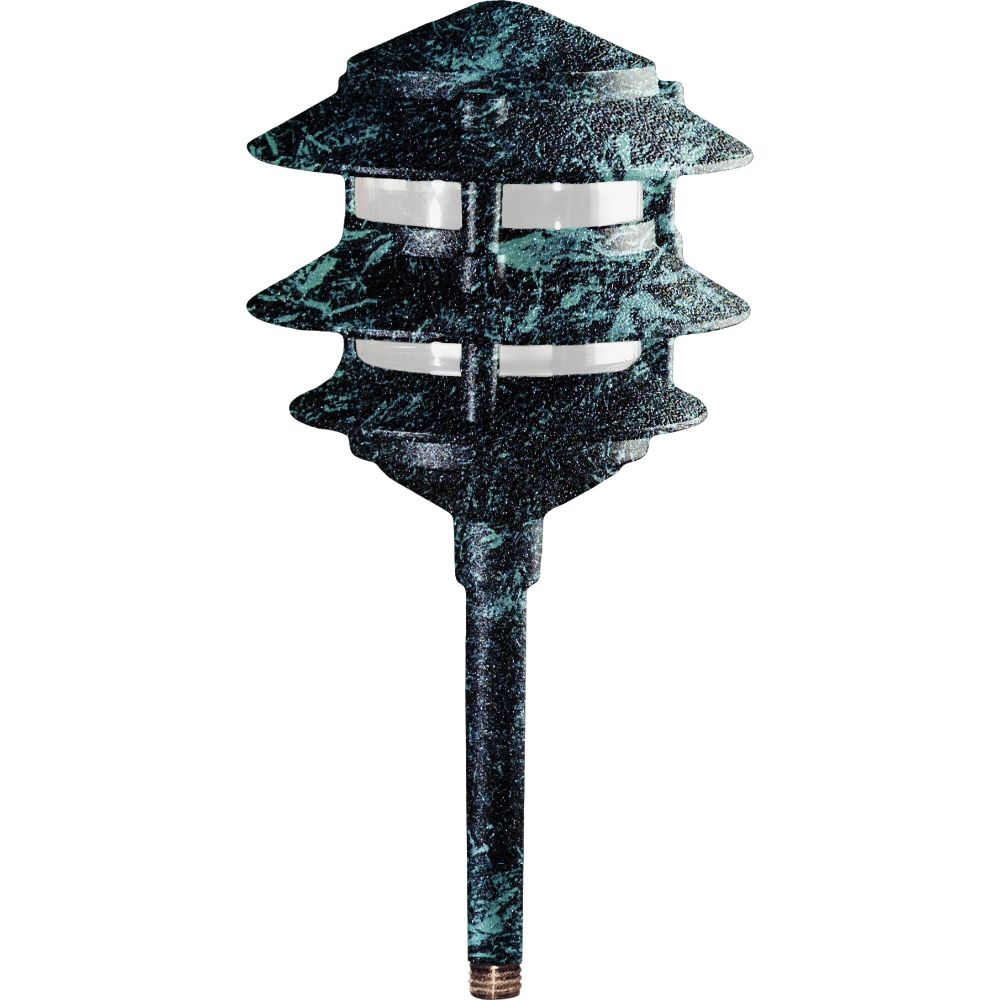 Dabmar Lighting LV102-10T-VG LED Cast Aluminum Pagoda 3-Tier 1/2" Base 10" Top, 2-Pin, No Lamp, 12V, Verde Green Finish