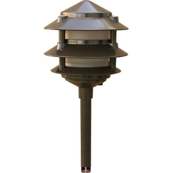 Dabmar Lighting LV102-BZ LED Cast Aluminum Pagoda 3-Tier 1/2" Base 6" Top, 2-Pin, 12V, Bronze Finish