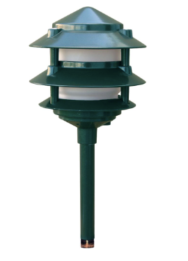 Dabmar Lighting LV102-L3-30K-10T-G Cast Aluminum Pagoda 3-Tier 1/2" Base 10" Top 12V 2-Pin LED, Color Temperature 3000K, Green Finish
