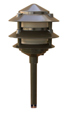Dabmar Lighting LV102-L3-64K-10T-BZ Cast Aluminum Pagoda 3-Tier 1/2" Base 10" Top 12V 2-Pin LED, Color Temperature 6400K, Bronze Finish