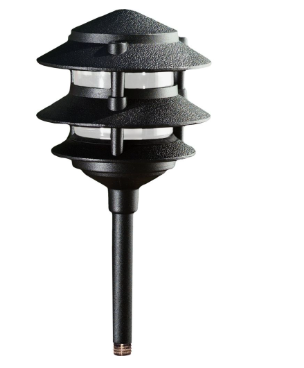 Dabmar Lighting LV102-L3-AMB-10T-B Cast Aluminum Amber Pagoda 3-Tier 1/2" Base 10" Top 12V 2-Pin LED, Wattage 3W, Black Finish