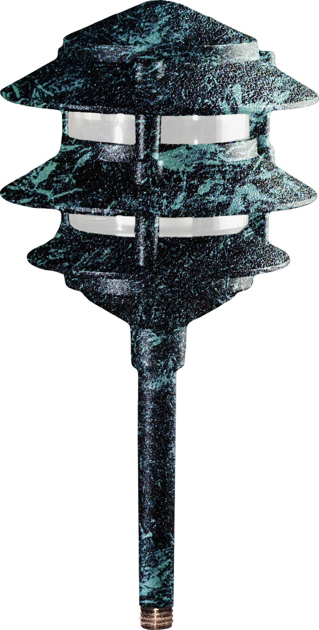 Dabmar Lighting LV102-VG Cast Aluminum Pagoda 3-Tier 1/2" Base 6" Top, 2-Pin, Verde Green Finish