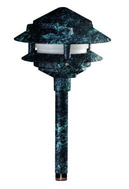 Dabmar Lighting LV102S-10T-VG Cast Aluminum Pagoda 2-Tier 1/2" Base 10" Top 12V 2-Pin No Lamp, Verde Green Finish