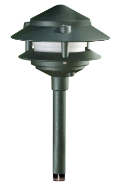 Dabmar Lighting LV102S-L3-64K-10T-G Cast Aluminum Pagoda 2-Tier 1/2" Base 10" Top 12V 2-Pin LED, Wattage 3W, Color Temperature 6400K, Green Finish