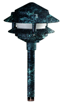 Dabmar Lighting LV102S-L3-30K-10T-VG Cast Aluminum Pagoda 2-Tier 1/2" Base 10" Top 12V 2-Pin LED, Wattage 3W, Color Temperature 3000K, Verde Green Finish