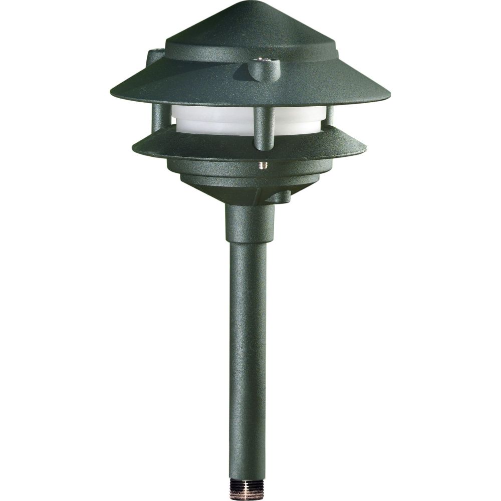 Dabmar Lighting LV102S-L3-AMB-10T-G LED Cast Aluminum Pagoda 2-Tier 1/2" Base 10" Top, 2-Pin, 12V, Amber in Green Finish
