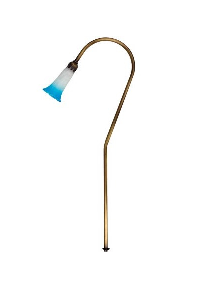 Dabmar Lighting LV114-BLUE-L3-30K-ABS 28" LED Pathway Light W/ Blue Shade, Color Temperature 3000K, 12V, Antique Brass Finish
