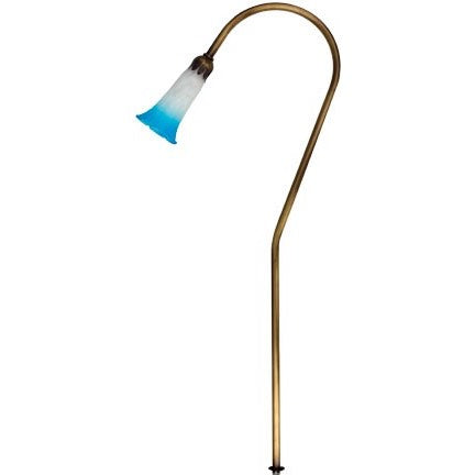 Dabmar Lighting LV114-BLUE-L3-AMB-ABS 28" LED Pathway Light W/ Blue Shade, Color Temperature Turtle Friendly Amber, 12V, Antique Brass Finish