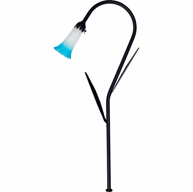 Dabmar Lighting LV114L-BLUE-B 28" Black Halogen Low Voltage Path Light, Blue Shade W/ Leaf Post