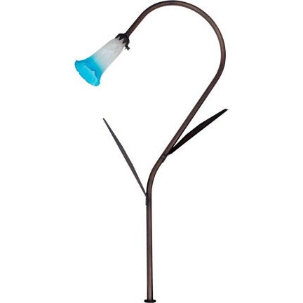 Dabmar Lighting LV114L-BLUE-L3-64K-ABZ 28" Halogen Low Voltage Path Light, Blue Shade W/ Leaf Post, Color Temperature 6400K, Antique Bronze Finish