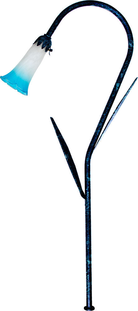 Dabmar Lighting LV114L-BLUE-VG 28" Halogen Low Voltage Path Light, Blue Shade W/ Leaf Post, Verde Green Finish