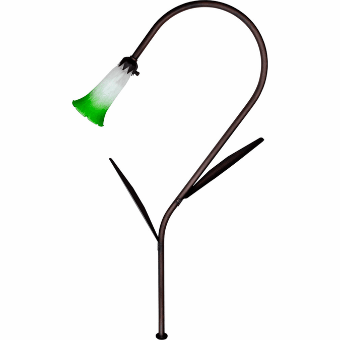 Dabmar Lighting LV114L-EVERGREEN-ABZ 28" Halogen Low Voltage Path Light, Evergreen Shade W/ Leaf Post, Antique Bronze Finish
