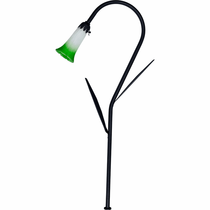 Dabmar Lighting LV114L-EVERGREEN-B 28" Halogen Low Voltage Path Light, Evergreen Shade W/ Leaf Post, Black Finish