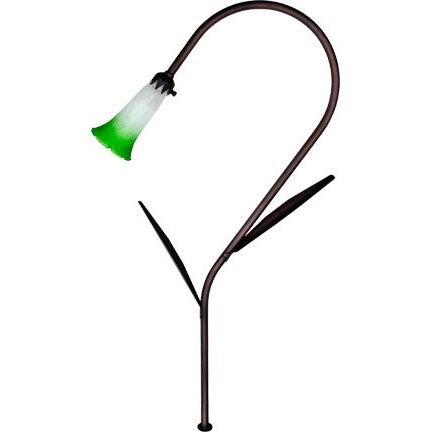 Dabmar Lighting LV114L-EVERGREEN-L3-AMB-ABZ 28" Halogen Low Voltage Path Light, Evergreen Shade W/ Leaf Post, Color Temperature Turtle Friendly Amber, 12V,  Antique Bronze Finish