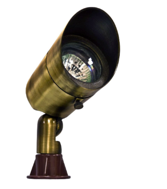 Dabmar Lighting LV131-L3-27K-ABS Brass Spot Light 12V 2-Pin LED 3W 2700K Hood in Antique Brass Finish