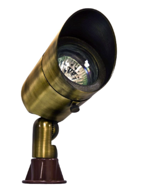 Dabmar Lighting LV131-L3-65K-ABS Brass Spot Light 12V 2-Pin LED 3W 6500K Hood in Antique Brass Finish