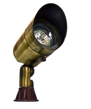Dabmar Lighting LV131-L7-65K-ABS Brass Spot Light 12V 2-Pin LED 7W 6500K Hood in Antique Brass Finish