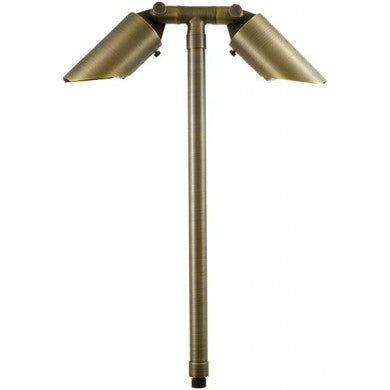 Dabmar Lighting LV32-L10-65K-WBS Brass Path Light GU5.3 2X LED, Wattage 5W, Color Temperature 6500K, Voltage 12V, Weathered Brass Finish