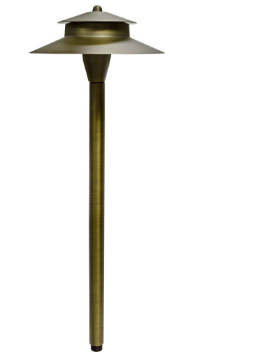 Dabmar Lighting LV35-L3-30K-WBS Brass Large Top Path Light G4 LED, Voltage 12V, Wattage 3W, Color Temperature 3000K, Weathered Brass Finish