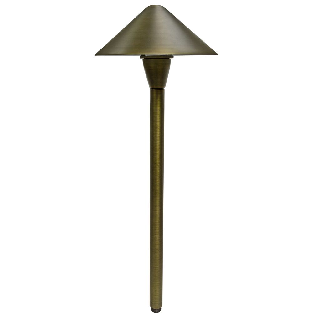 Dabmar Lighting LV36-L3-64K-WBS LED Brass Cone G4 Path Light, 12V, Color Temperature 6400K, Weathered Brass Finish
