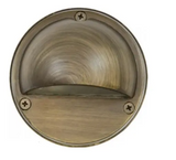 Dabmar Lighting LV611-WBS Brass Round Surface Mount Step Light with Eyelid, Voltage 12V, Weathered Brass Finish