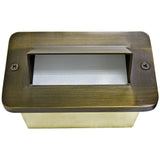 Dabmar Lighting LV638-L3-AMB-WBS LED Brass G4 Hooded Step Wall Light, 12V, Amber Weathered Brass Finish