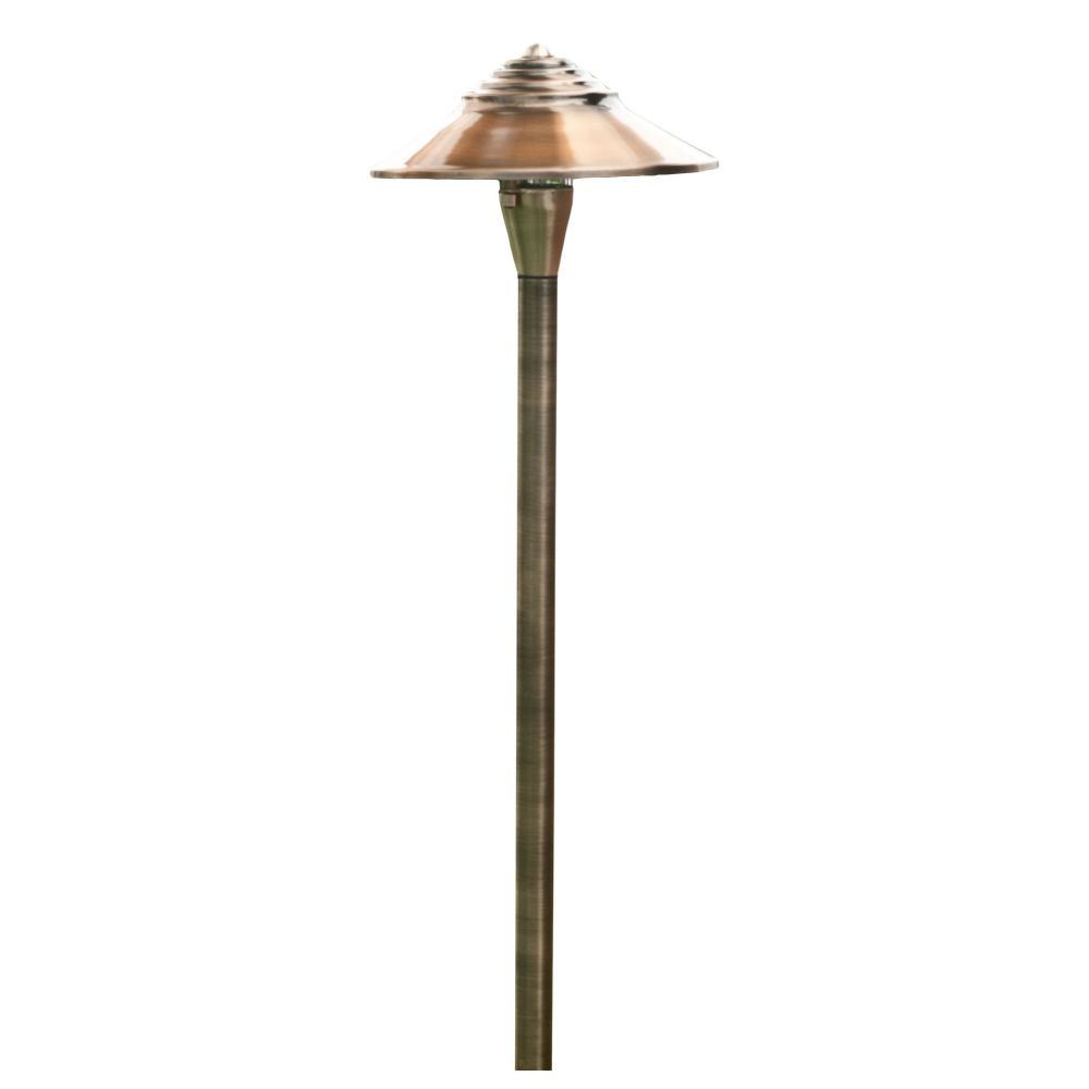 Dabmar Lighting LV66-L3-AMB-ABS LED Brass Ribbed G4 Top Path Light, 12V, Amber Antique Brass Finish