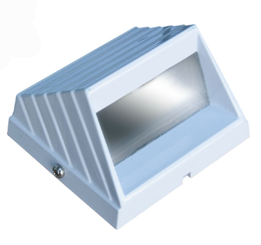 Dabmar Lighting LV706-L3-AMB-W Cast Aluminum Round Tilted Step Light, 12V G4, Amber in White
