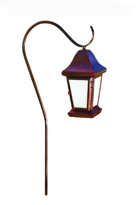 Dabmar Lighting LV81-L3-AMB-ABZ Brass Hanging Lantern Path Light, 12V G4, Amber in Antique Bronze