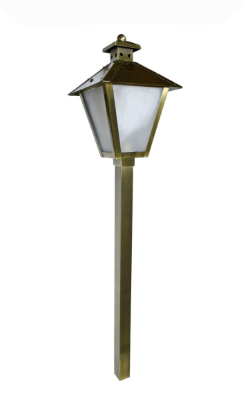 Dabmar Lighting LV82-L3-64K-ABS Brass Post Lantern Path Light, Color Temperature 6400K, 12V G4, Antique Brass Finish