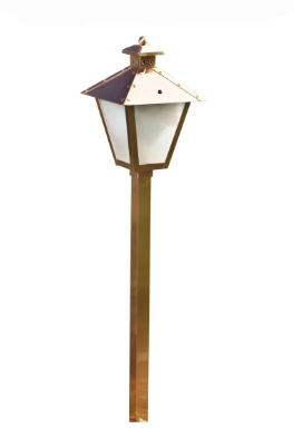 Dabmar Lighting LV82-L3-AMB-CP Brass Post Lantern Path Light, 12V G4, Amber in Copper