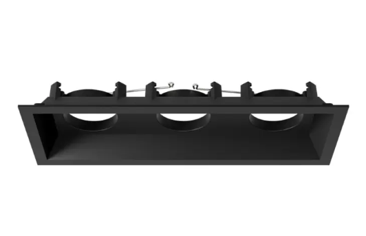 DMF Lighting M4T3SBK M-Series Multiple Square 3-Head Flanged Trim, Black