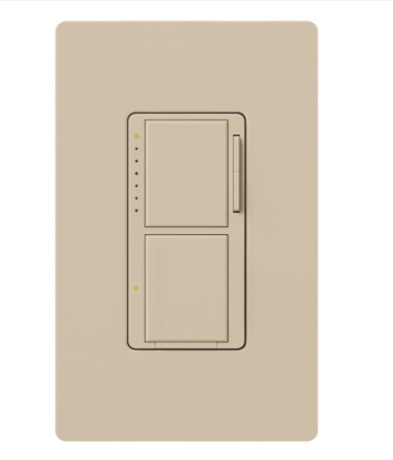 Lutron MA-L3S25-TP Maestro Satin Dual Digital Fade Dimmer and Switch, Single Pole, 2.5A Light/Fan Switch, Taupe Finish
