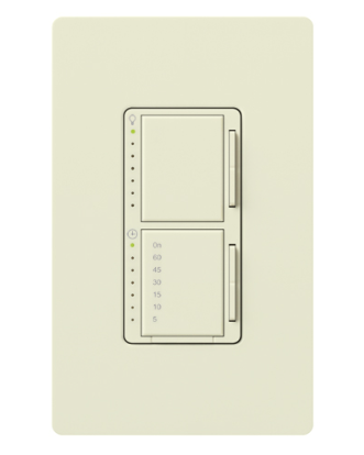 Lutron MA-L3T251-BI Maestro Satin Dual Digital Fade Dimmer and Countdown Timer Control Switch, Single Pole, 2.5A Light/Fan Timer Switch, Biscuit Finish