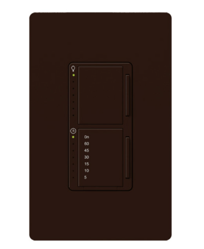 Lutron MA-L3T251-BR Maestro Satin Dual Digital Fade Dimmer and Countdown Timer Control Switch, Single Pole, 2.5A Light/Fan Timer Switch, Brown Finish