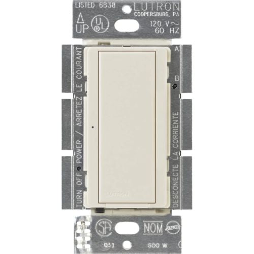 Lutron MA-S8AM-LA Maestro Single Pole/Multi-Location Switch, 8A Light, 3A Fan, Light Almond Finish