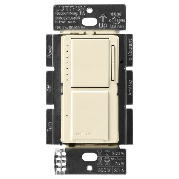 Lutron MACL-L3S25-AL Maestro Dual LED + Dimmer/Switch, Almond Finish ...