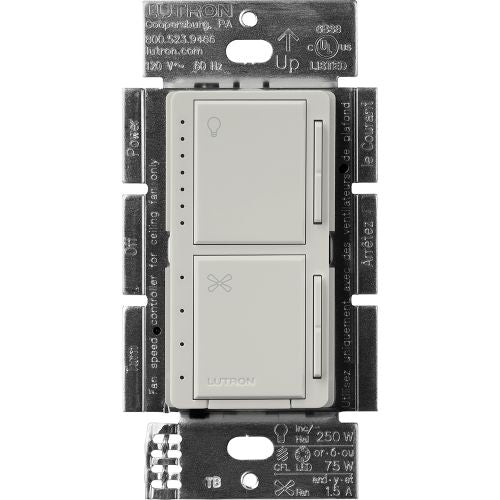 Lutron MACL-LFQ-PD Maestro Quiet 4-Speed Fan and Light Control, Single Pole, 1.5A Fan, 75W LED/CFL, 250W Incandescent/Halogen, Palladium Finish