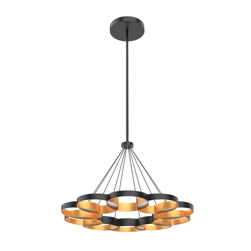 Kuzco Lighting CH90833-BK/GD-UNV-010 Maestro 33-in Chandelier Ceiling Light - CCT: 3000K - Finish: Black/Gold