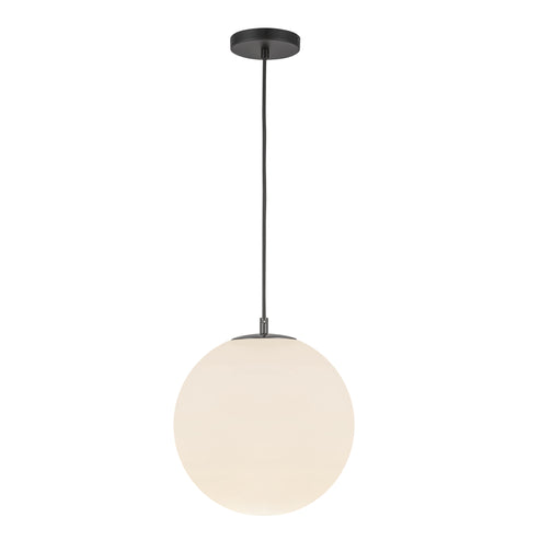 Kuzco Lighting PD34212-BK/OP Marco 12-in Pendant Ceiling Light-  Finish: Black/Opal Glass